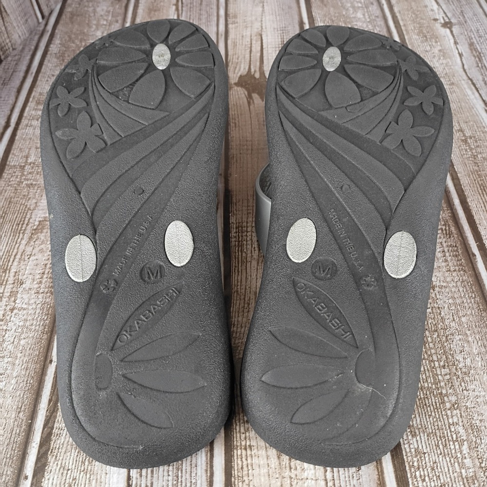 Okabashi Womens Indigo Flip Flops Black Silver Comfort Thong Sandals Size M 7-8 - Picture 5 of 6